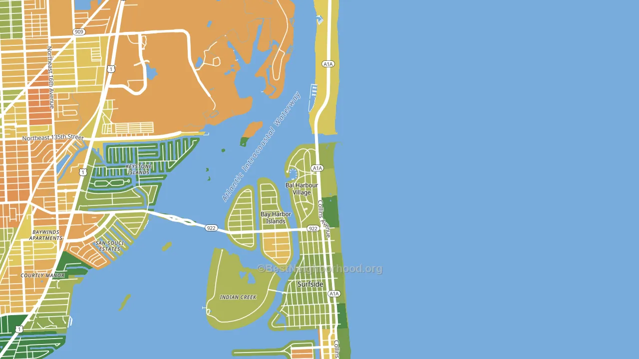 Bal Harbour, FL block-group voter-turnout map