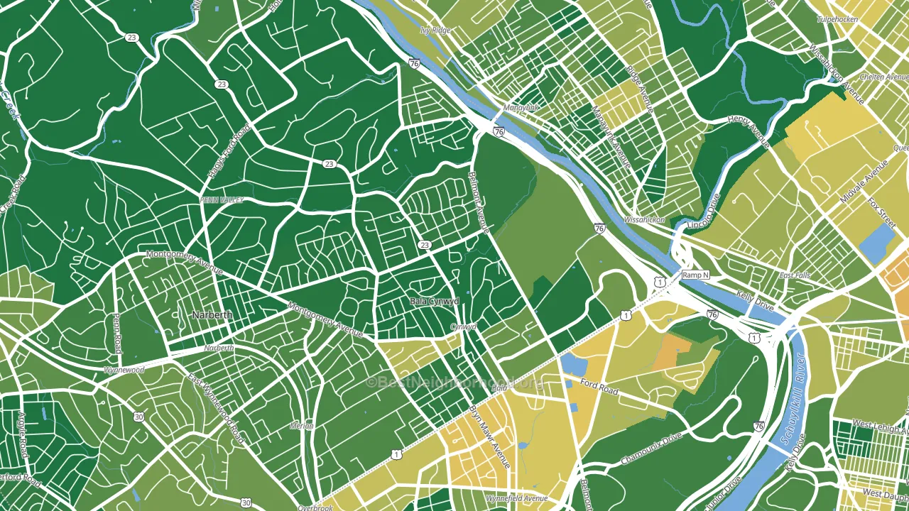 Bala Cynwyd, Bala-Cynwyd, PA block-group voter-turnout map