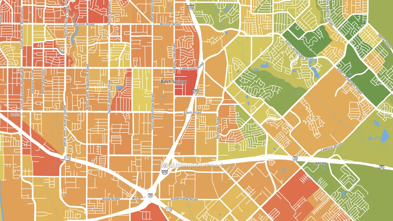 Balch Springs, TX block-group voter-turnout map