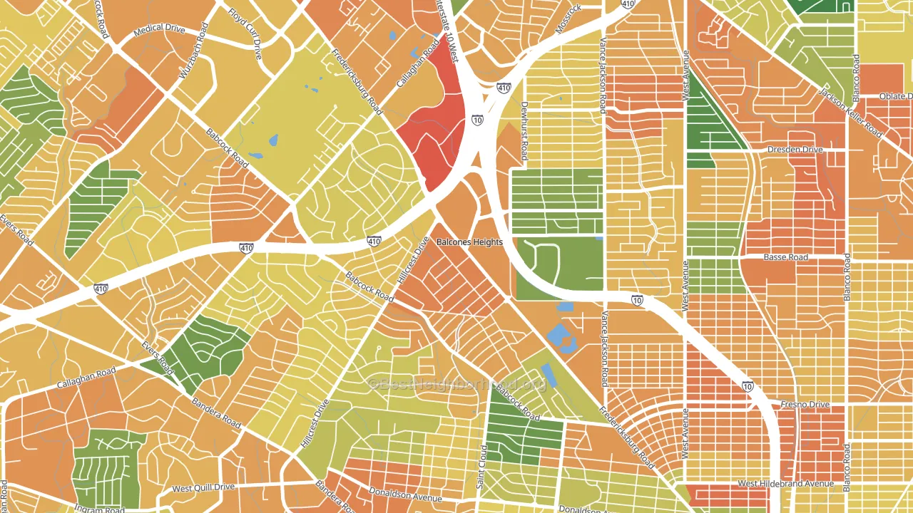 Balcones Heights, TX block-group voter-turnout map