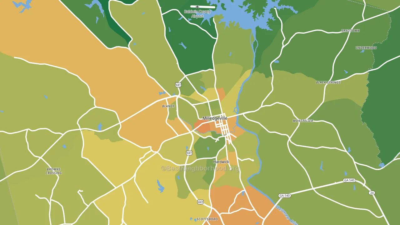 Baldwin County, GA block-group voter-turnout map