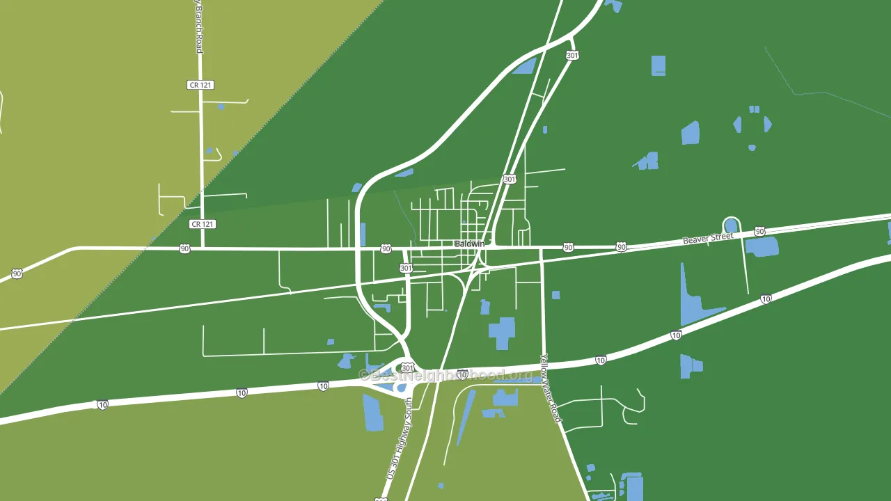 Baldwin, FL block-group voter-turnout map