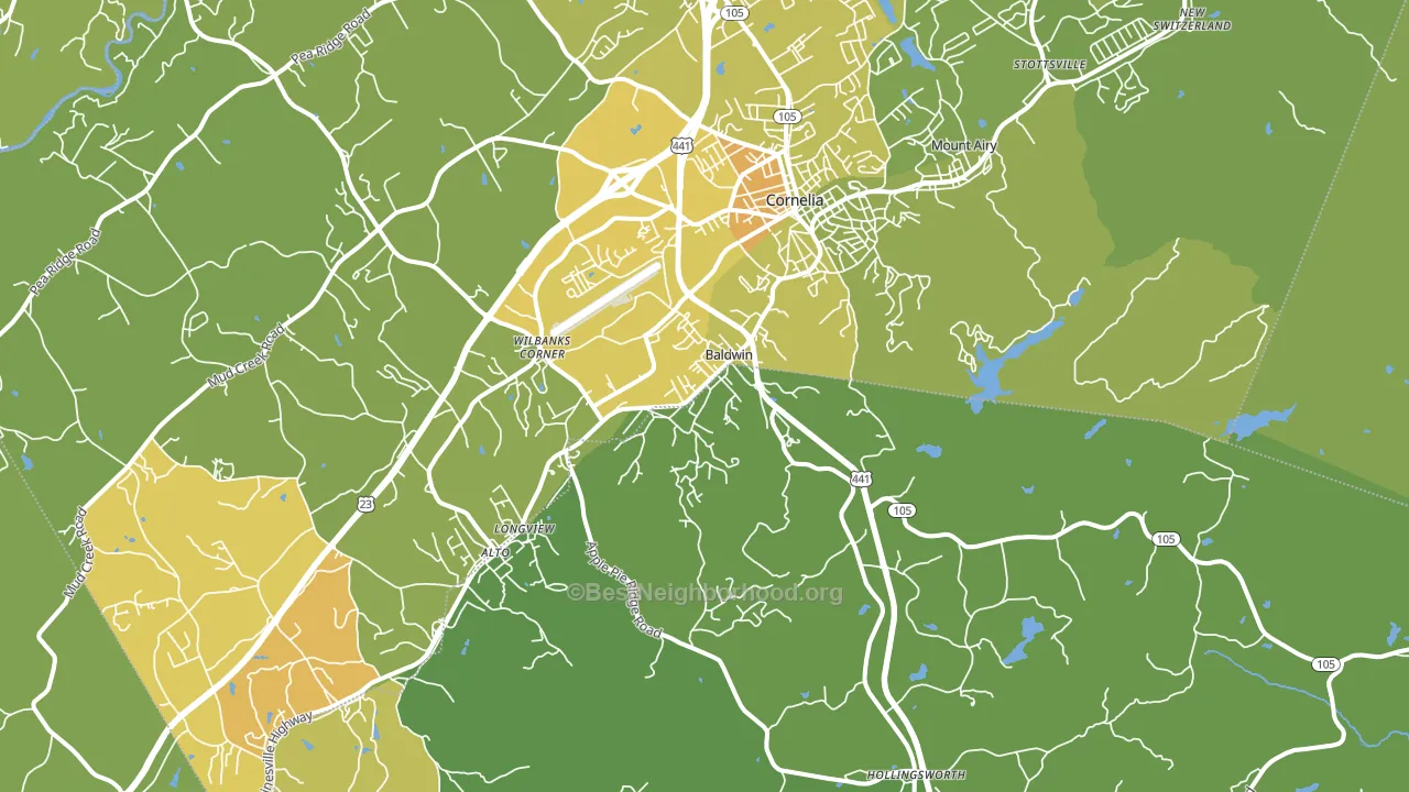 Baldwin, GA block-group voter-turnout map