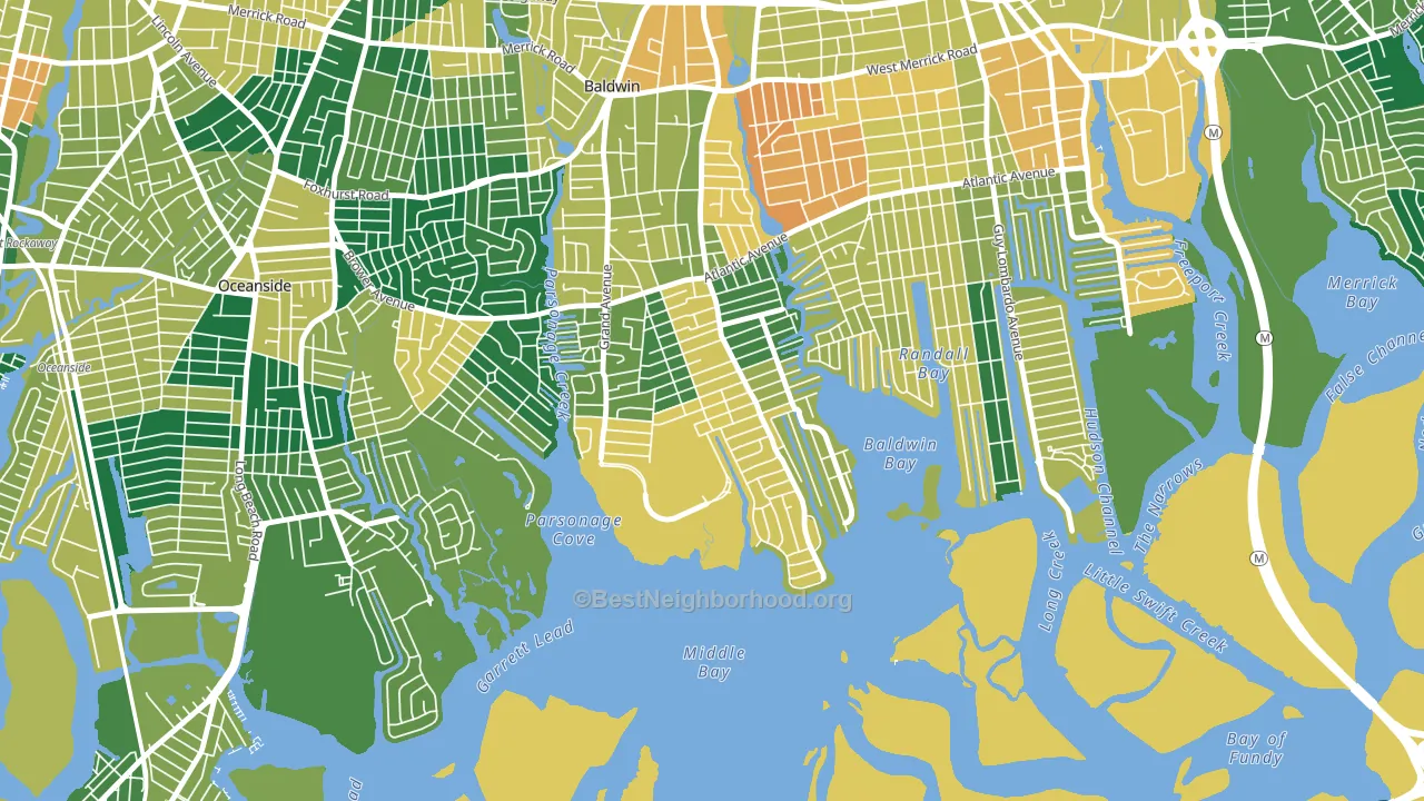Baldwin Harbor, NY block-group voter-turnout map