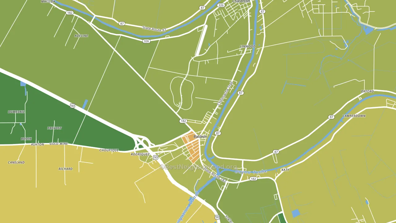 Baldwin, LA block-group voter-turnout map