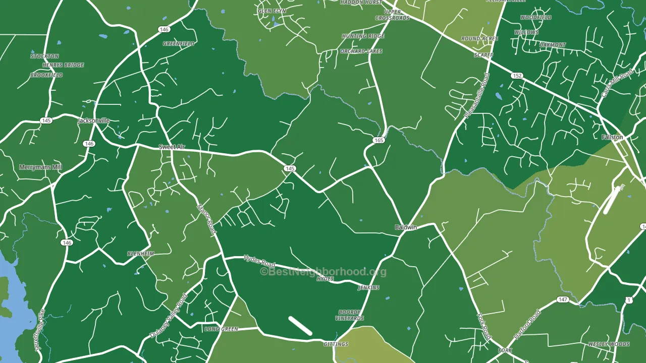 Baldwin, MD block-group voter-turnout map