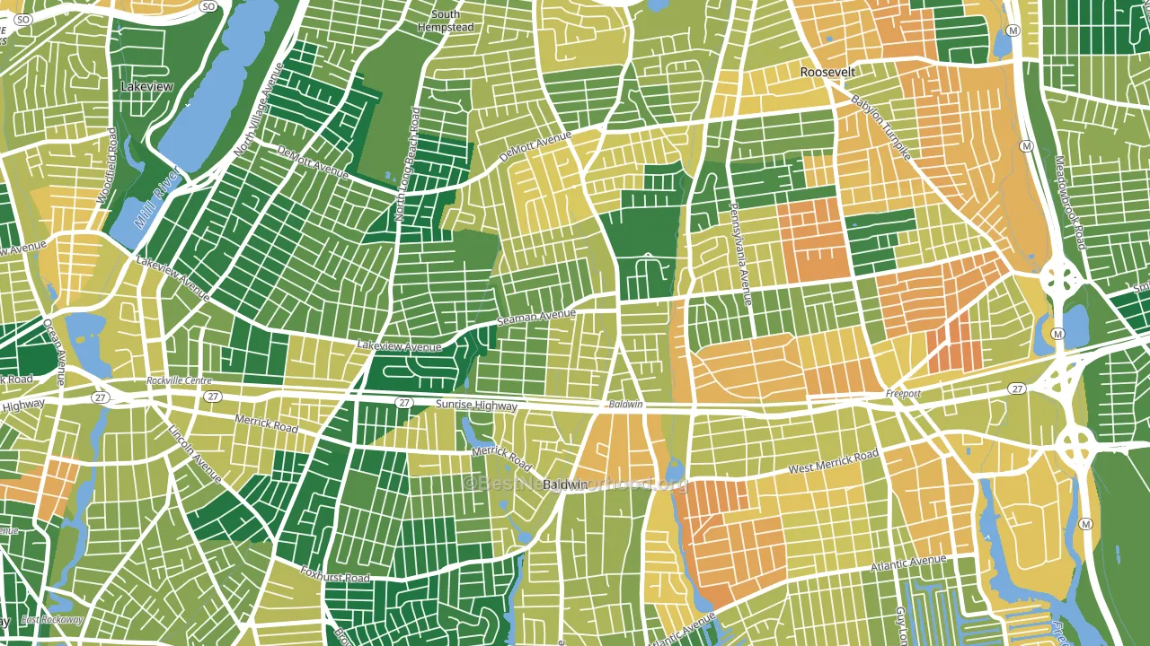 Baldwin, NY block-group voter-turnout map