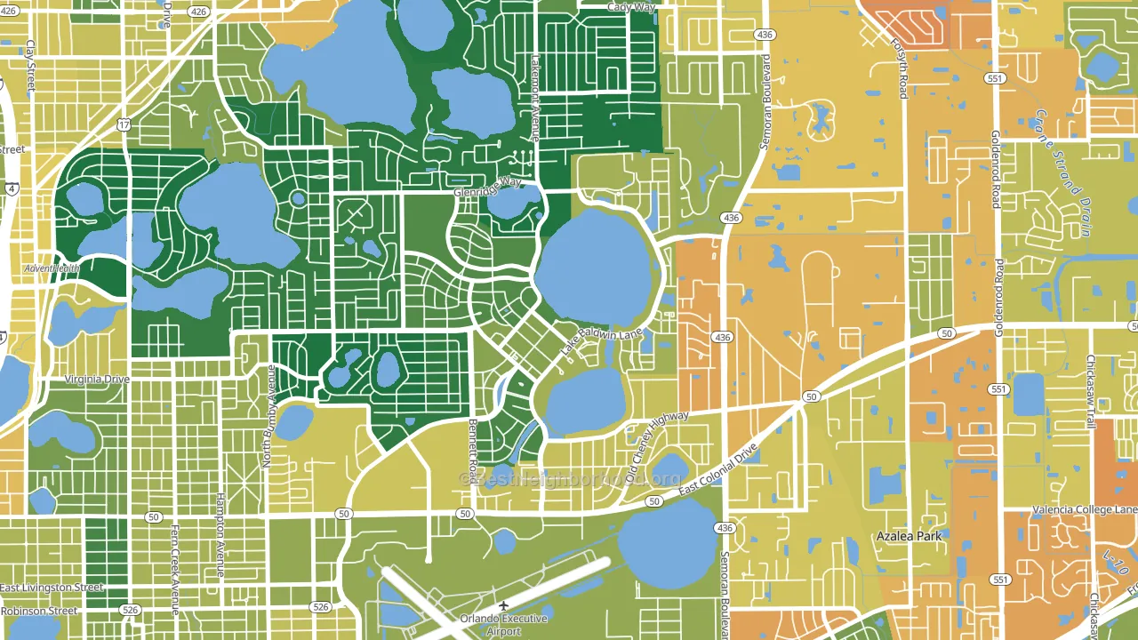 Baldwin Park, Orlando, FL block-group voter-turnout map