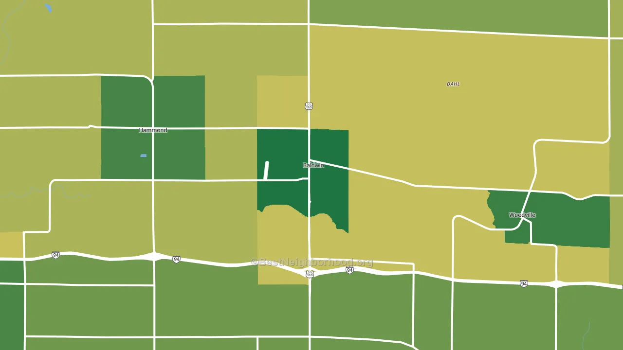Baldwin, WI block-group voter-turnout map