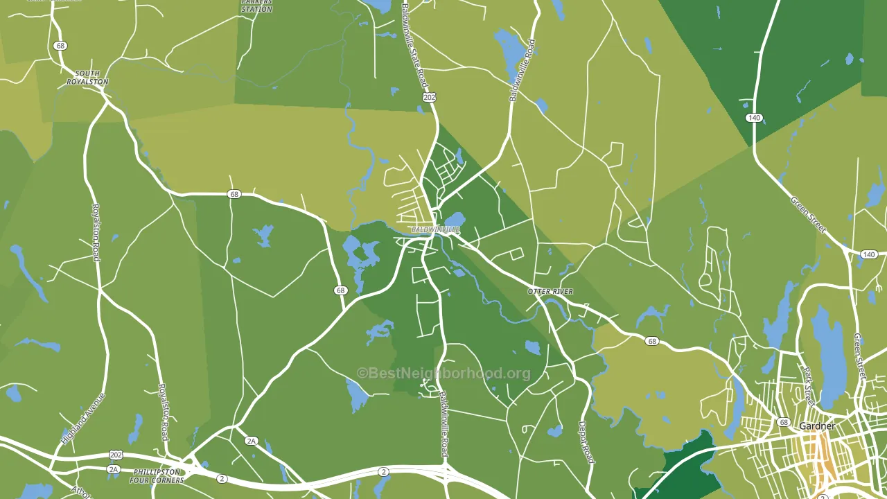 Baldwinville, MA block-group voter-turnout map