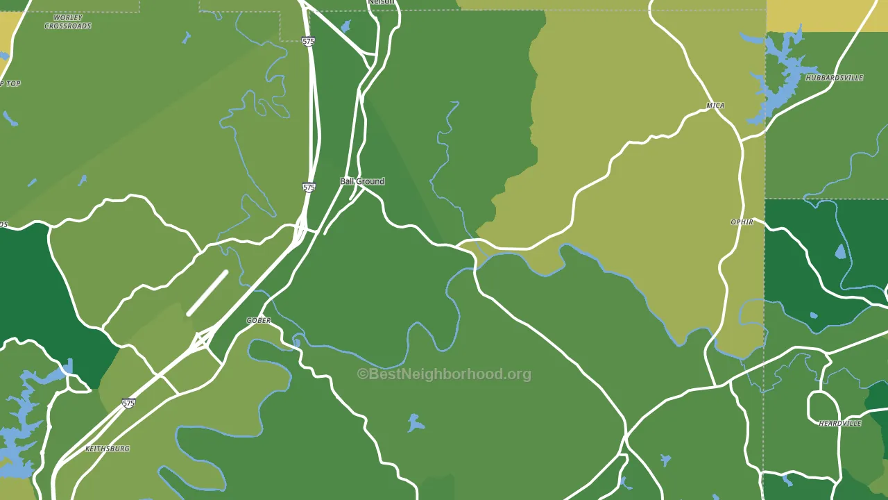 Ball Ground, GA block-group voter-turnout map
