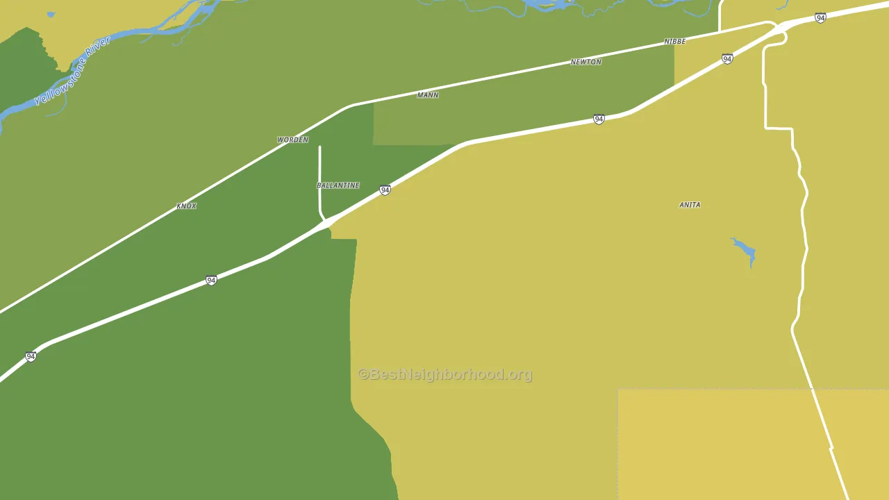 Ballantine, MT block-group voter-turnout map