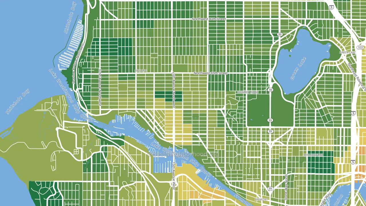 Ballard, Seattle, WA block-group voter-turnout map