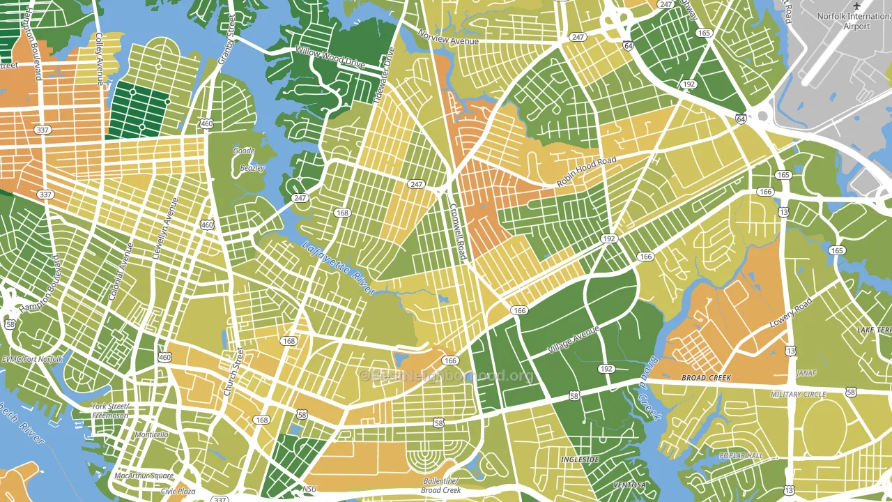 Ballentine Place, Norfolk, VA block-group voter-turnout map