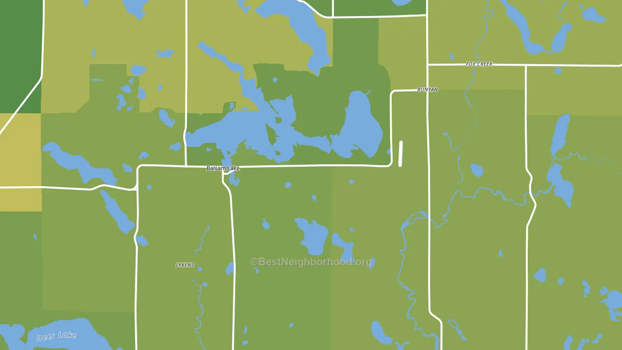 Balsam Lake, WI block-group voter-turnout map