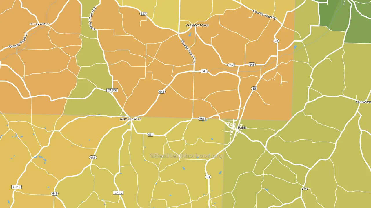 Baltic, OH block-group voter-turnout map