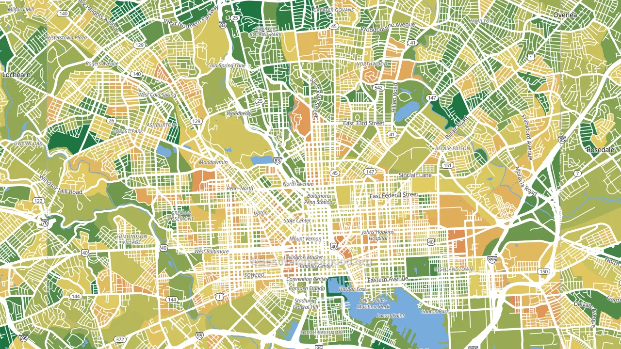 Baltimore City, MD block-group voter-turnout map