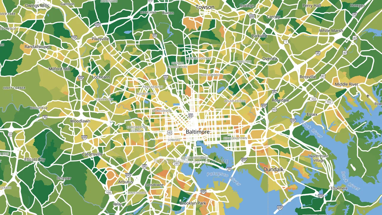 Baltimore, MD block-group voter-turnout map