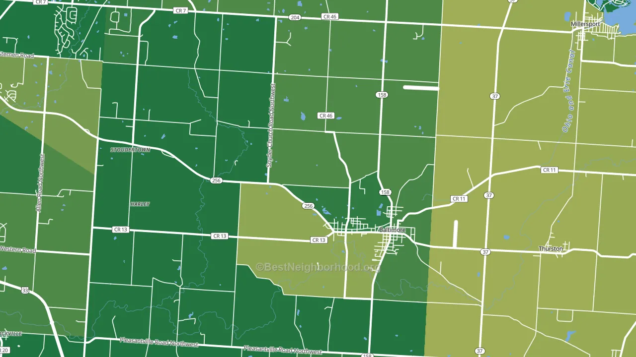 Baltimore, OH block-group voter-turnout map