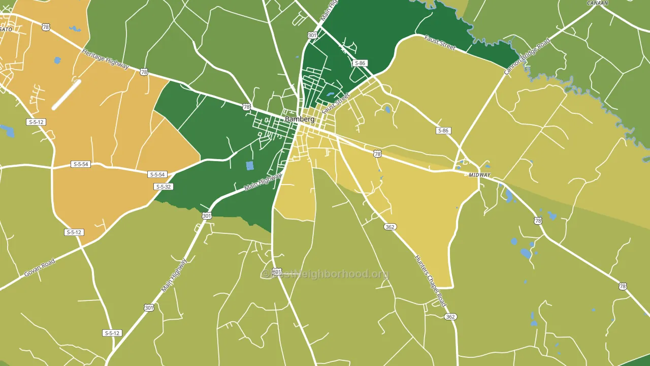 Bamberg, SC block-group voter-turnout map