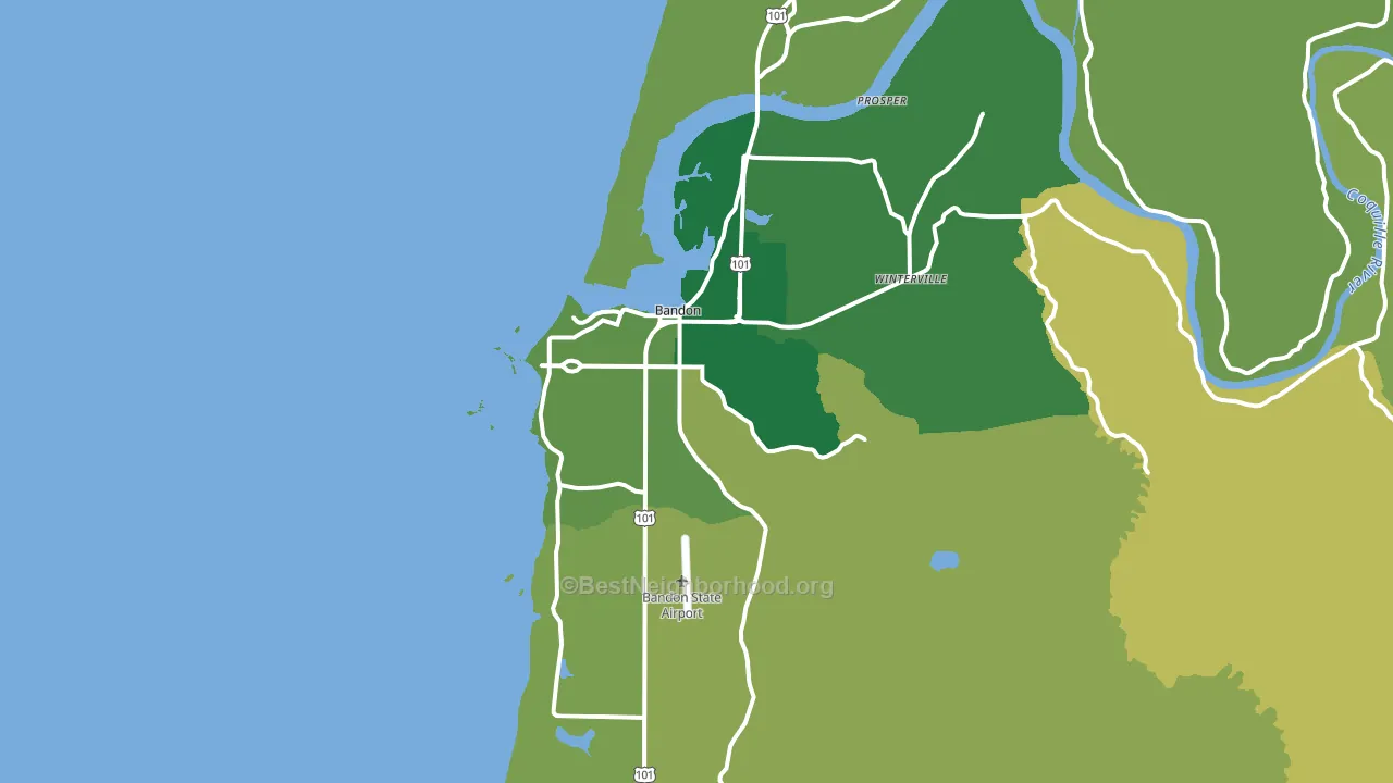 Bandon, OR block-group voter-turnout map