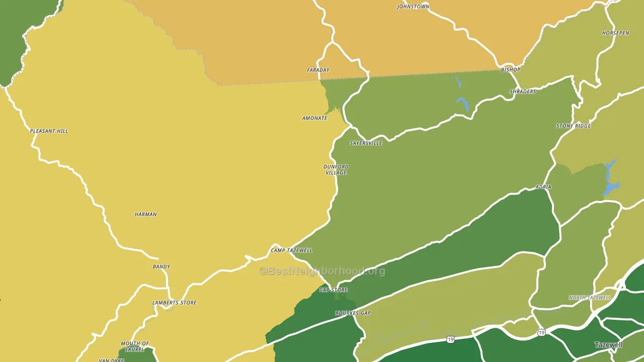 Bandy, VA block-group voter-turnout map