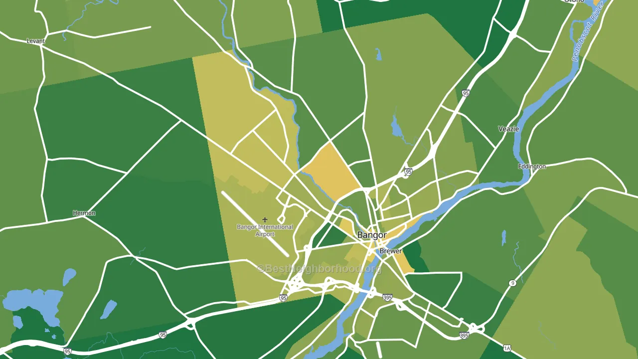 Bangor, ME block-group voter-turnout map