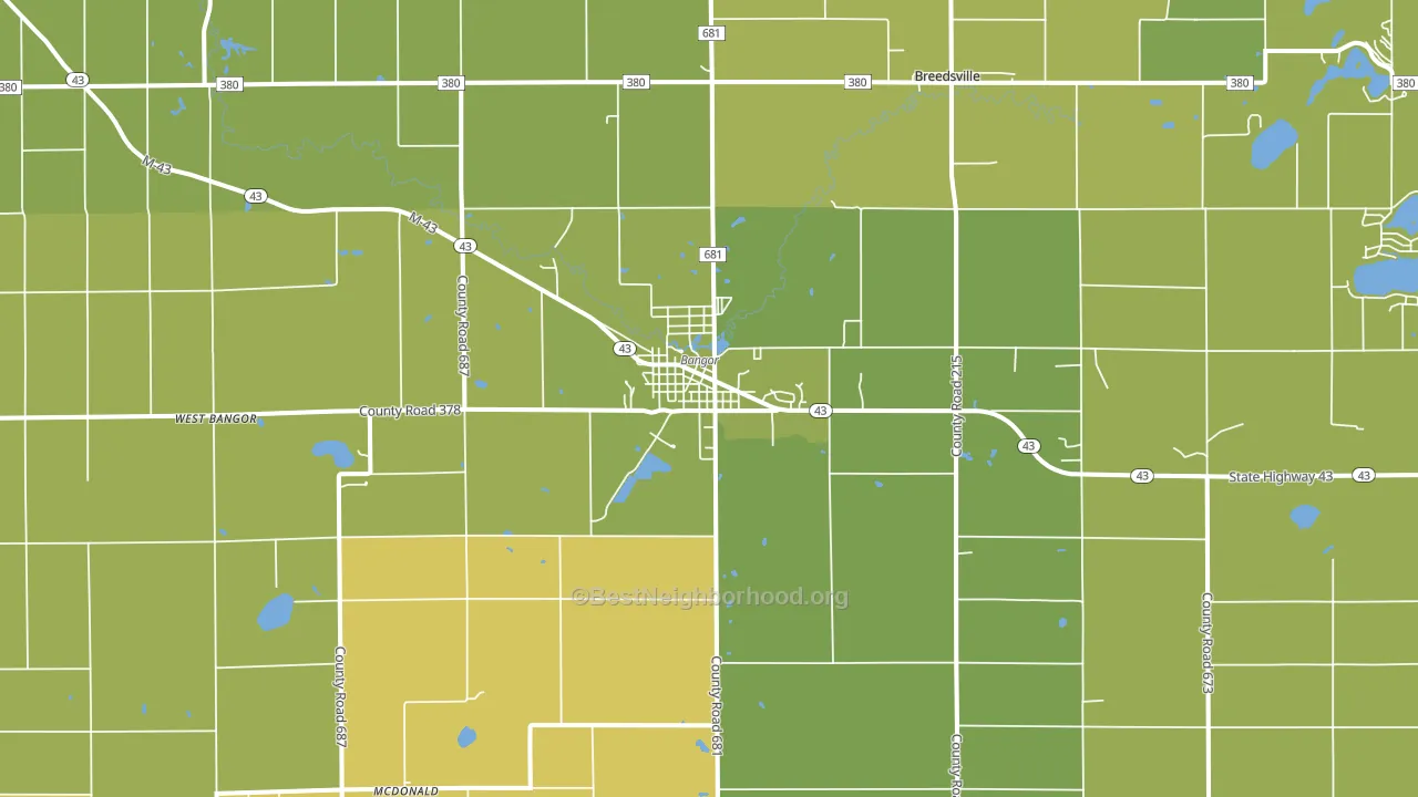 Bangor, MI block-group voter-turnout map