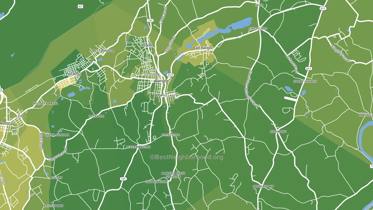 Bangor, PA block-group voter-turnout map