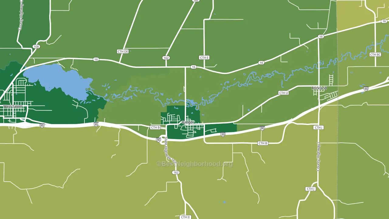 Bangor, WI block-group voter-turnout map
