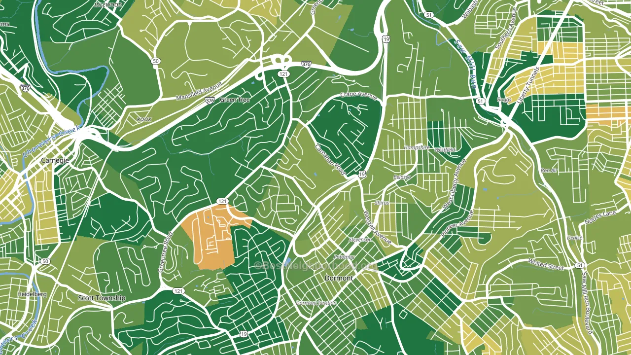 Banksville, Pittsburgh, PA block-group voter-turnout map