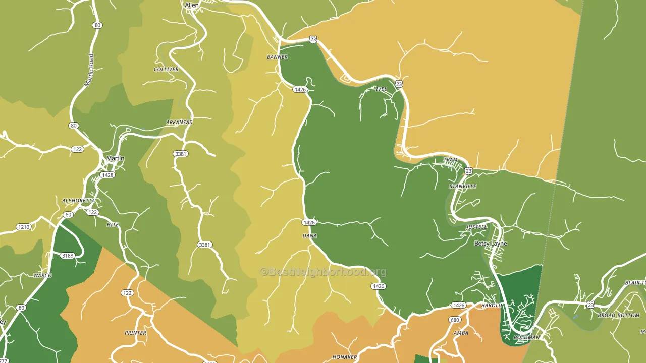 Banner, KY block-group voter-turnout map