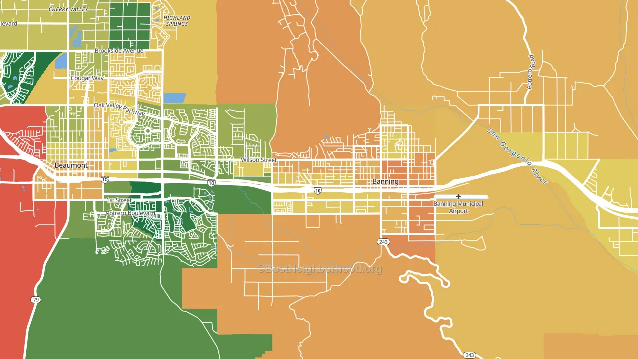 Banning, CA block-group voter-turnout map