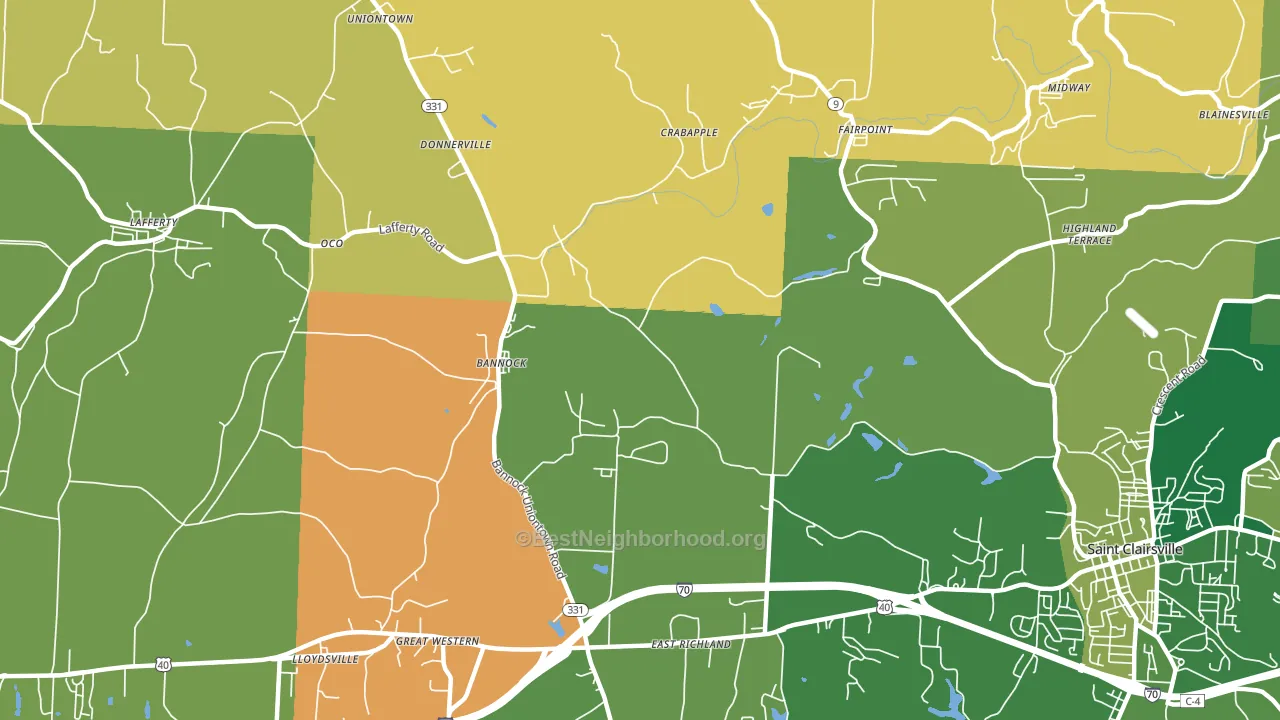Bannock, OH block-group voter-turnout map