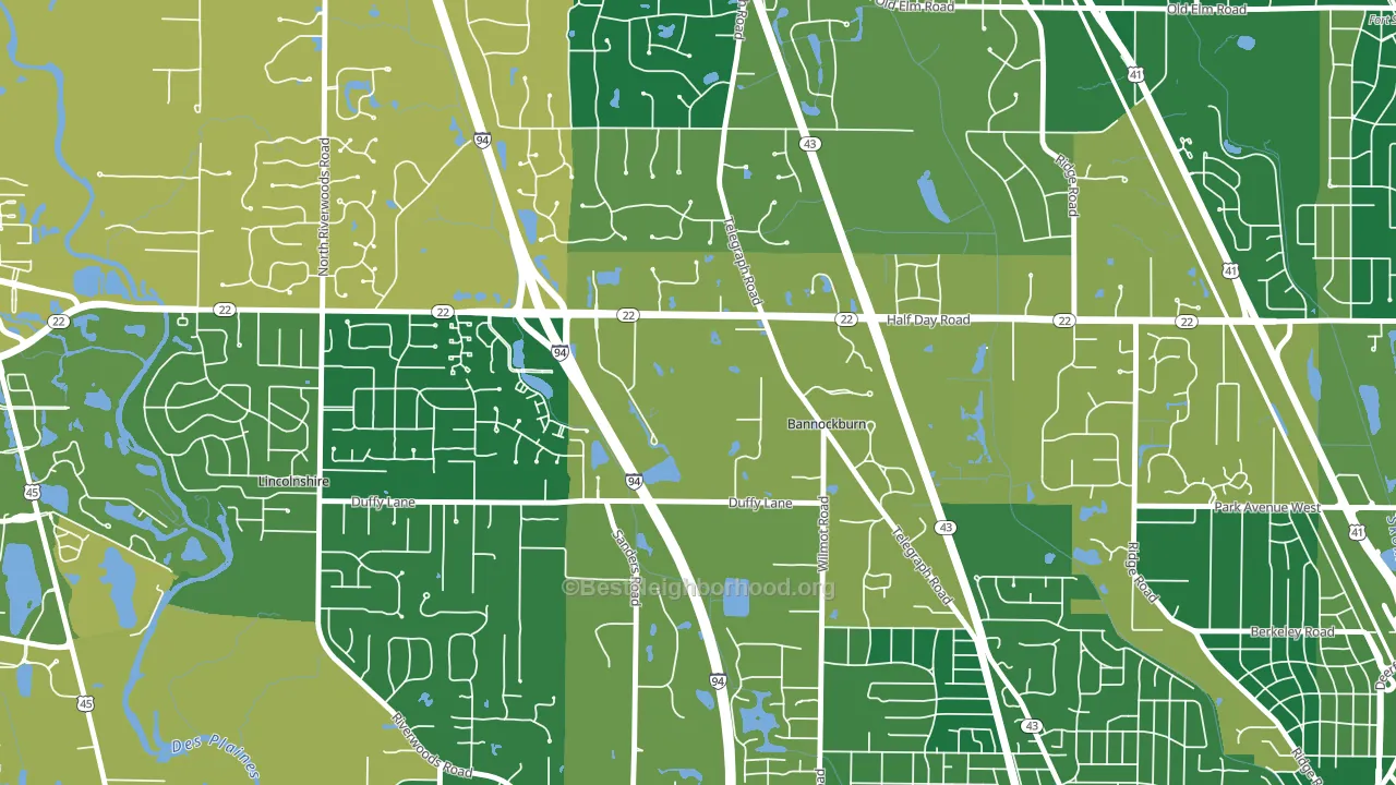 Bannockburn, IL block-group voter-turnout map