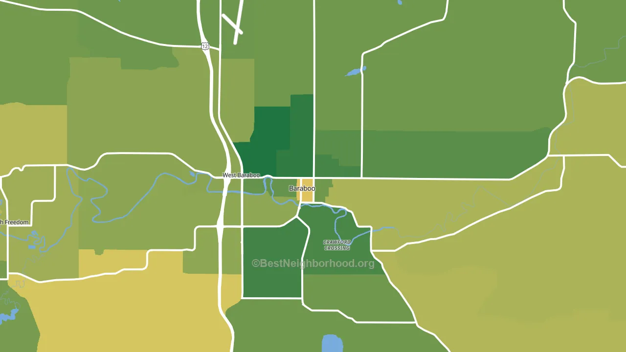 Baraboo, WI block-group voter-turnout map