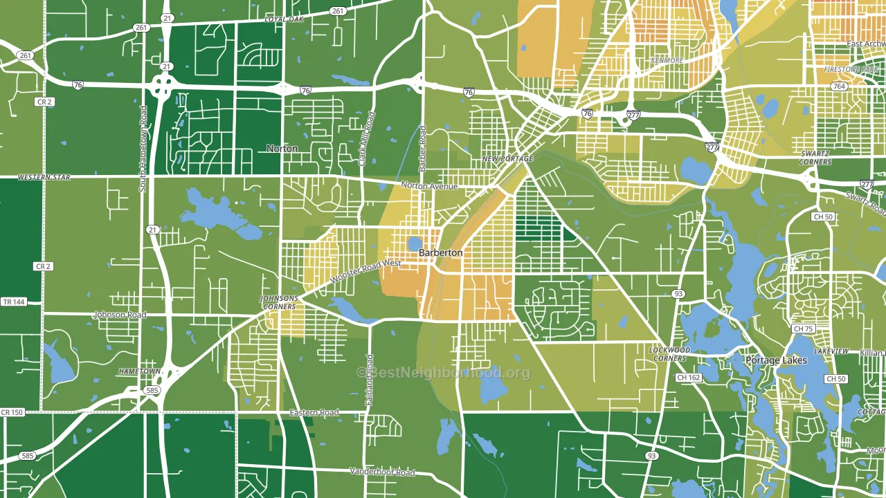 Barberton, OH block-group voter-turnout map
