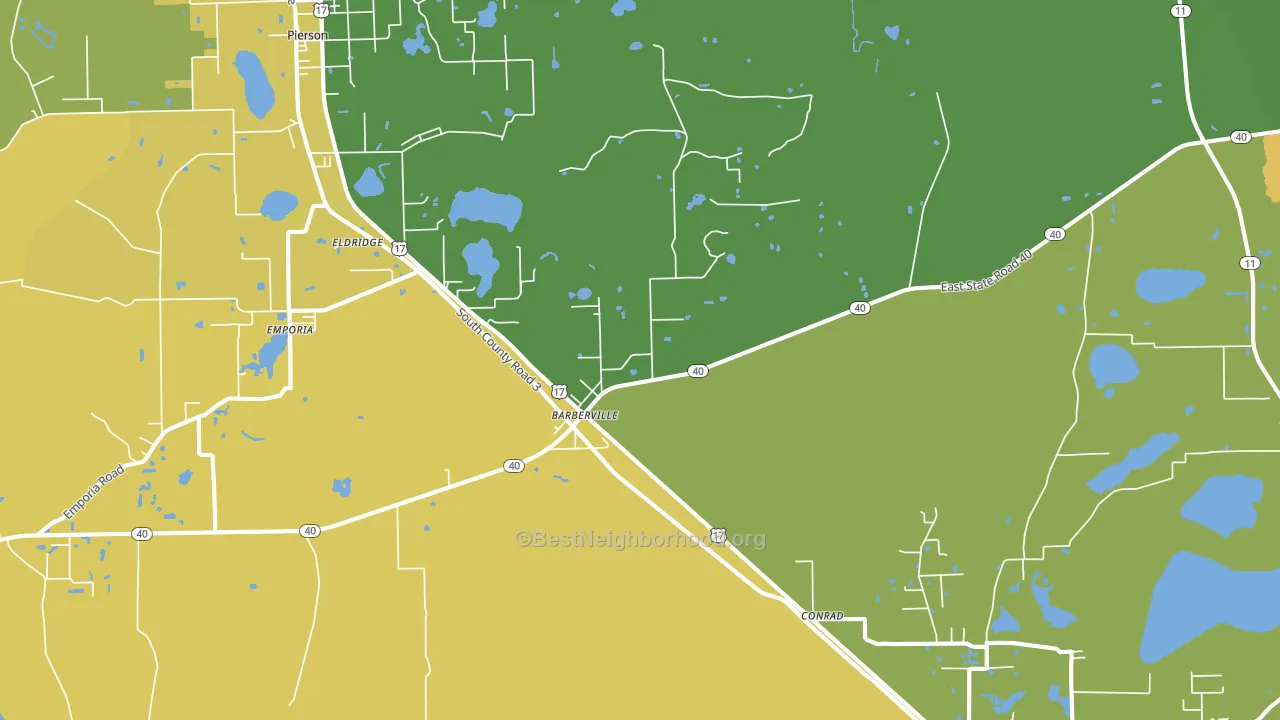 Barberville, FL block-group voter-turnout map