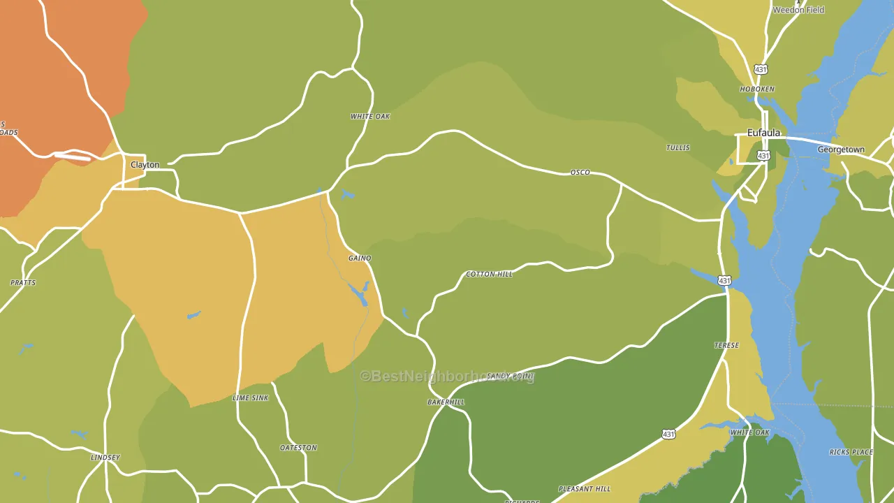 Barbour County, AL block-group voter-turnout map