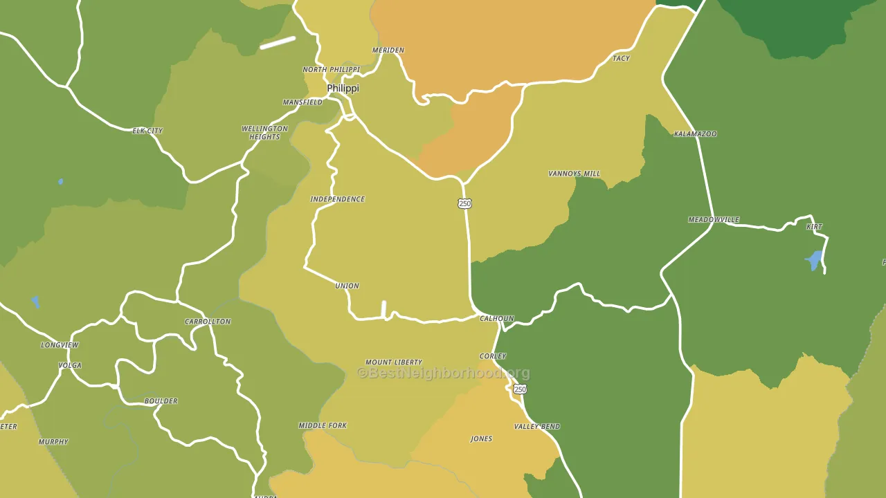 Barbour County, WV block-group voter-turnout map