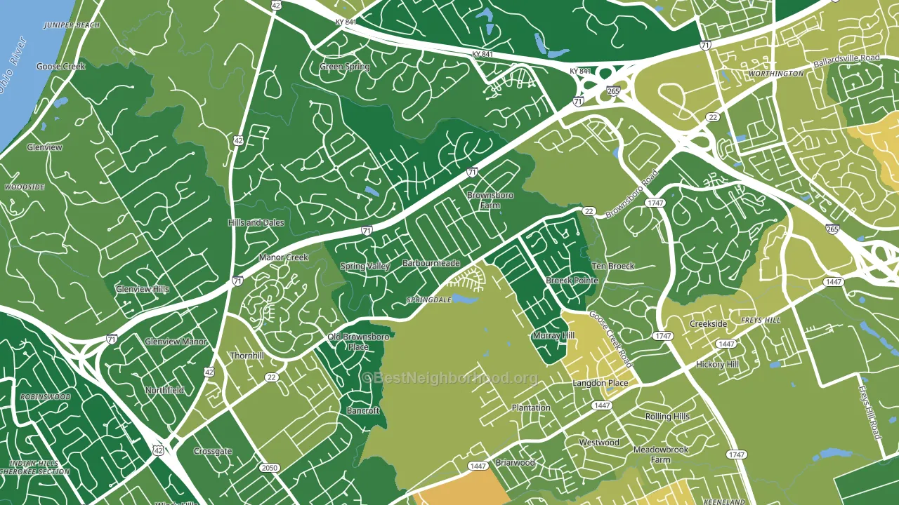 Barbourmeade, KY block-group voter-turnout map