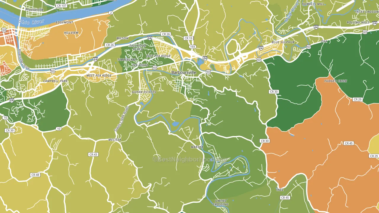 Barboursville, WV block-group voter-turnout map