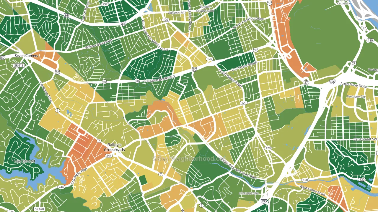 Barcroft, Arlington, VA block-group voter-turnout map