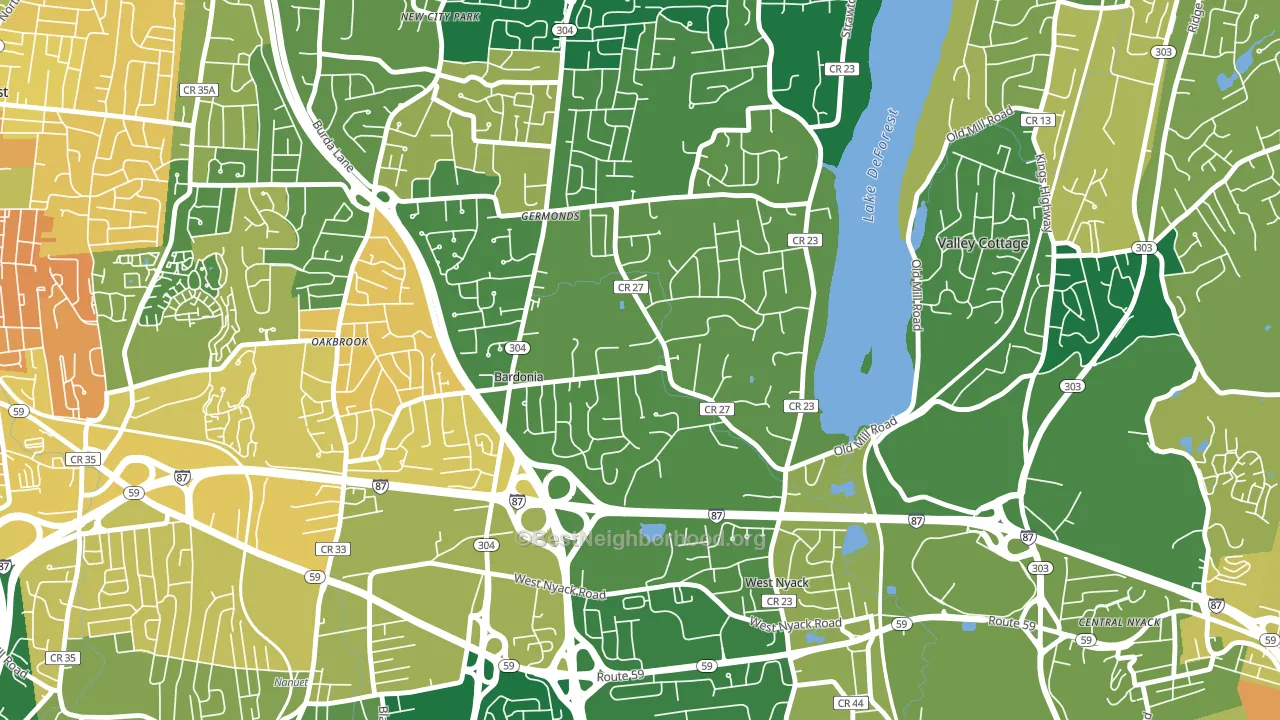 Bardonia, West Nyack, NY block-group voter-turnout map