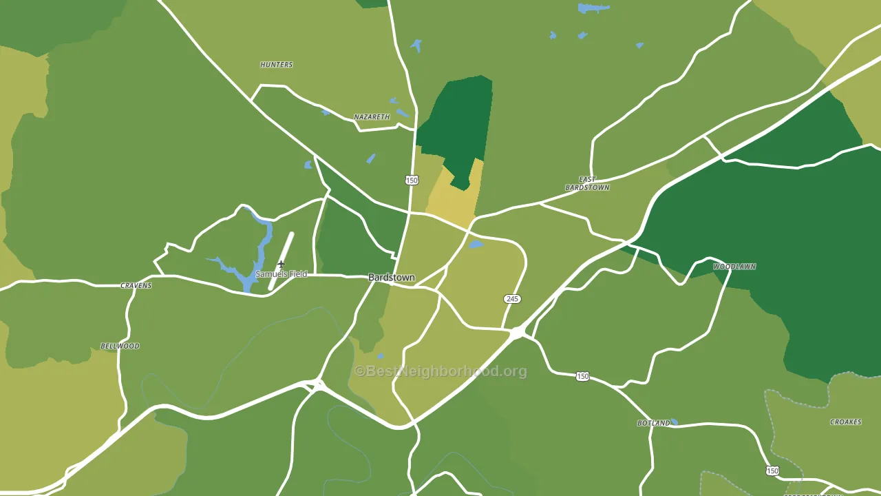 Bardstown, KY block-group voter-turnout map