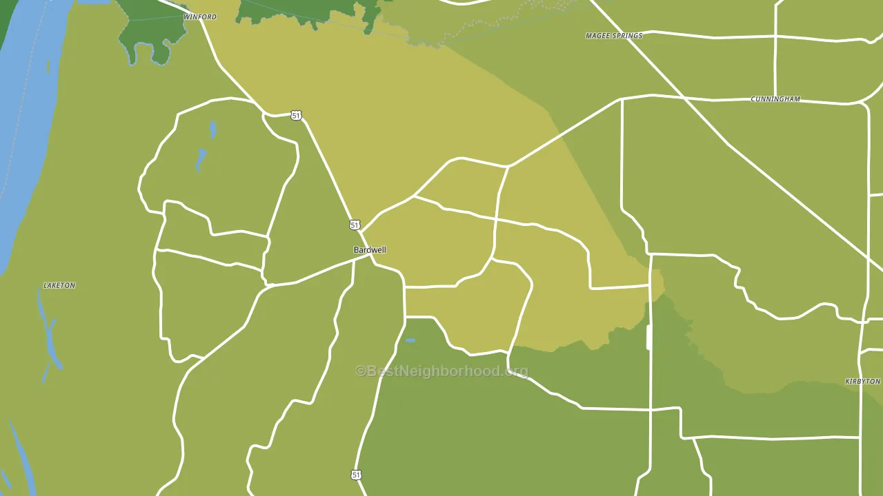 Bardwell, KY block-group voter-turnout map