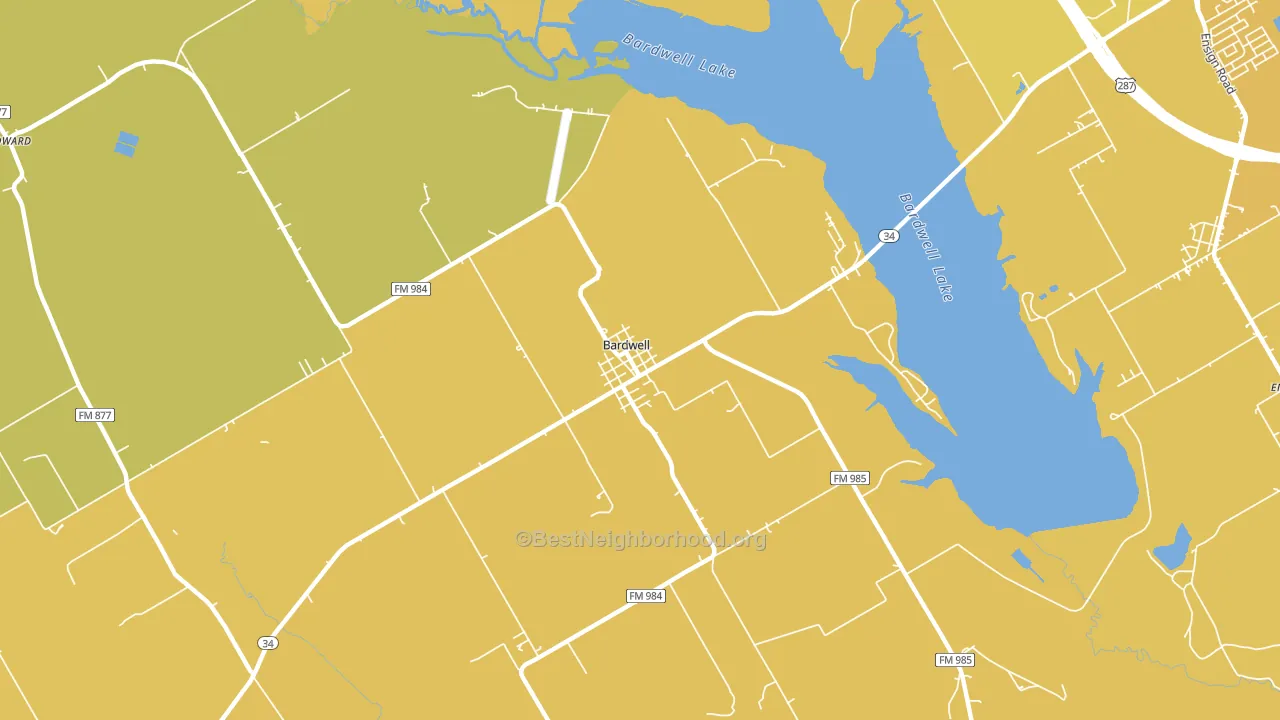 Bardwell, TX block-group voter-turnout map
