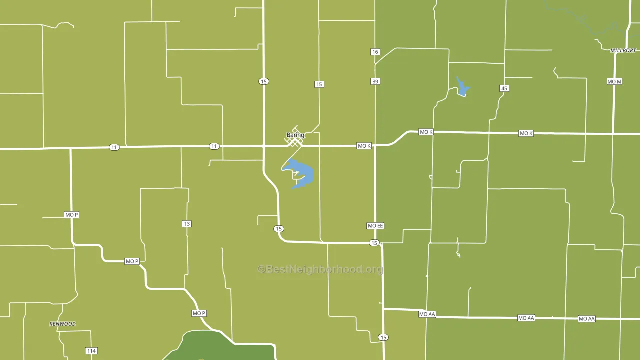 Baring, MO block-group voter-turnout map