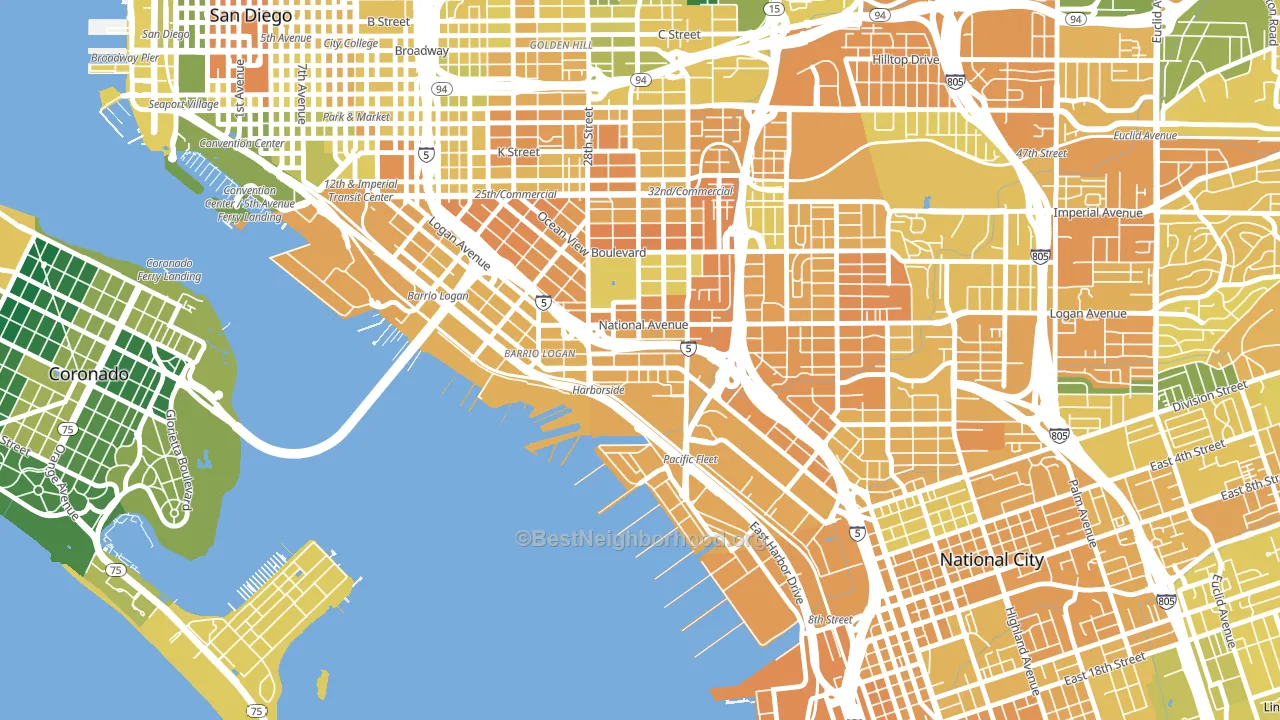 Bario Logan, San Diego, CA block-group voter-turnout map