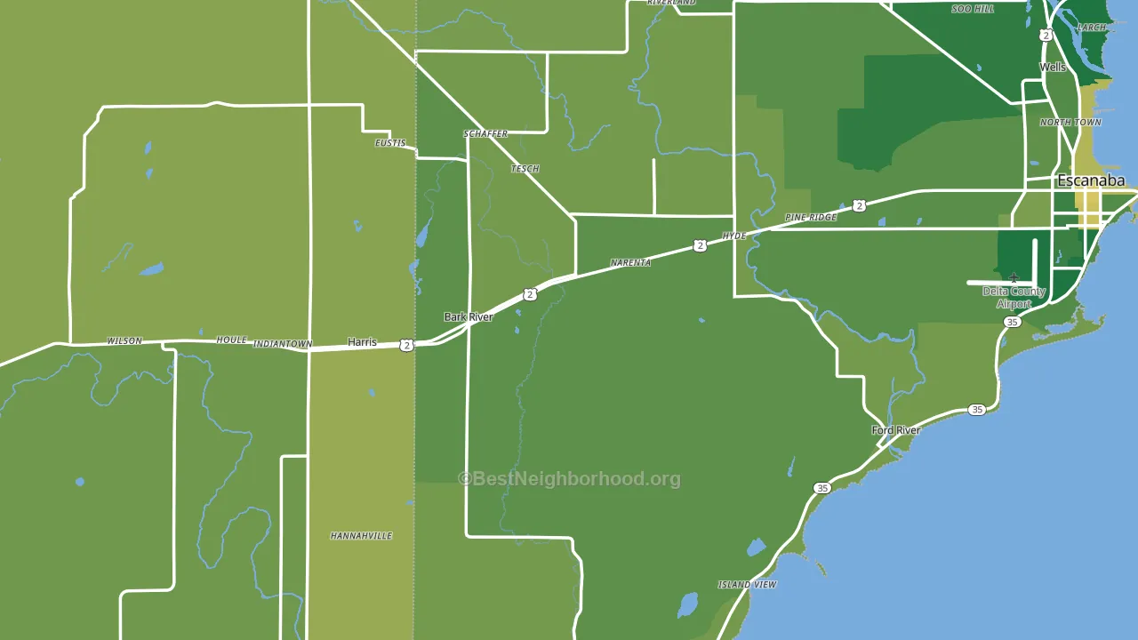 Bark River, MI block-group voter-turnout map